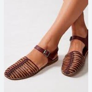 FREE PEOPLE size 9 Frankie Fisher Sandal Women's Striped Brown & Tan NEW $138